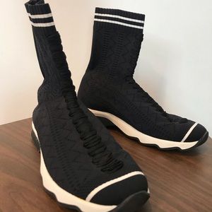 FENDI Women’s Sneakers in Black with White Fabric